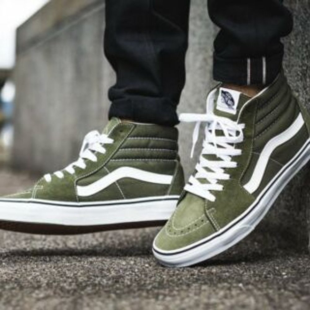vans sk8 hi moss green womens size 9.5